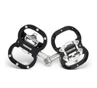 Thinvik Pédales de Vélo pour Shimano SPD Double Fonction Plateforme et Pedale VTT Automatique pour MTB, Inclut des Cales Compatibles, Couleur Noire/Argent