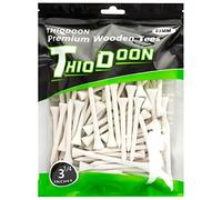 Thiodoon Lot de 100 tees de golf en bois naturel 8 cm moins de friction, blanc, 3-1/4 inch 83mm