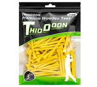 Thiodoon Lot de 100 tees de golf en bois naturel 8 cm moins de friction, jaune, 3-1/4 inch 83mm