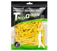 Thiodoon Lot de 100 tees de golf en bois naturel pour entraînement de golfeur 7 cm, jaune, 2-3/4 inch 70mm