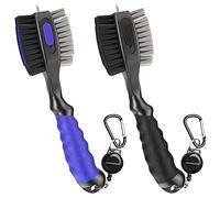 THIODOON Lot de 2 brosses de Club de Golf et Nettoyeur de rainures de Club de Golf de 0,6 m avec Mousqueton rétractable, tête de Brosse surdimensionnée avec Piquet rétractable, Prise en Main