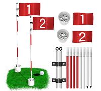 THIODOON Lot de 2 drapeaux de golf de 1,8 m et coupe pour Yard Pro, trou de golf amovible et drapeau pour mise à niveau du practice, fibre de verre antirouille, design à 5 sections avec connecteurs