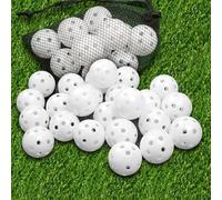 THIODOON Lot de 24 balles de golf d'entraînement en vol limité, 40 mm, balles de golf colorées en plastique creux pour entraînement à la balançoire, la conduite, utilisation à la maison (blanc, 24