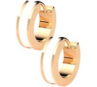 THIORA Boucles d'oreilles Seychelles Seychelles Secret - Créoles discrètes - Émail blanc - Acier inoxydable de qualité supérieure - Vernis émaillé - Étanche - Cercle, Acier inoxydable