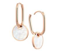 THIORA « Collection Oasis » Boucles d'oreilles créoles pour femme en acier inoxydable avec nacre et options bicolores | Bijoux qui raconte des histoires | Or, or rose, argent, Moyen, Acier inoxydable
