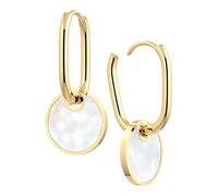 THIORA "Collection Oasis" Créoles pour femme | Boucles d'oreilles en acier inoxydable avec nacre et options bicolores | Bijoux qui racontent des histoires | Or, or rose, argent, 12.5mm x 18.5mm, Acier