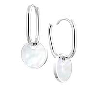 THIORA "Collection Oasis" Créoles pour femme | Boucles d'oreilles en acier inoxydable avec nacre et options bicolores | Des bijoux qui racontent des histoires | Or, or rose, argent, 12.5mm x 18.5mm