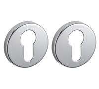 THIRARD - Paire de rosaces rondes Luxor/Maxima, Ø50mm, trou de cylindre, chromé brillant