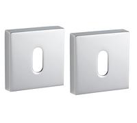THIRARD - Paire de rosaces carrées Monza, 50x50mm, trou de clé, chromé brillant