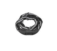 Antivol Biker Chaîne Carrée Acier 6x6x900 MM - Fermeture par Combinaison Modifiable à 5 Virolles pour Motos - Vélos - Scooters et Barrières - Finition Noire Bande Réfléchissante - THIRARD