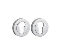 THIRARD Arion Paire de Rosaces de Porte Cylindre Ø50 mm Chromé Satiné | A trou de cylindre, vis invisibles, garantie 5 ans