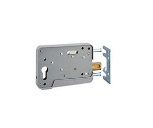 THIRARD - Boitier de Serrure en Applique à Double Entrée pour Portillon - Réversible - 150 x 108 mm - Axe 130 mm - Couverture avec Ceinture PVC - Gâche Plate Acier - Pêne Bronze D’Aluminium - Gris