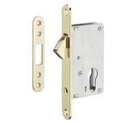 THIRARD Boîtier de Serrure Encastrable à Crochet à Cylindre, Axe 40 mm | Pour Porte Coulissante, Bouts Ronds, Gris, Carré 8 mm, 60x100 mm, Réversible Droite/Gauche, 1 Point de Fermeture, Zinc