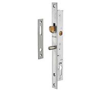 THIRARD - Boîtier de Serrure Encastrable à Crochet à Cylindre - Pour Porte Coulissante - Axe 16 mm - Bouts Carrés - Zingué - Coffre Acier - Têtière Inox - Pêne Crochet Bronze - Gris