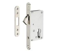 THIRARD - Boitier de serrure encastrable à crochet à cylindre pour porte d'entrée coulissante, axe 40mm, bouts ronds, nickelé