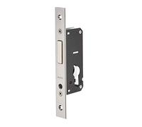 THIRARD - Boîtier de Serrure Encastrable à Cylindre pour Menuiserie Métallique - Axe 27 mm - Pêne Dormant Seul - Bouts Carrés - Inox - Coffre Acier Zingué Plastifié - Têtière Inox - Réversible - Gris