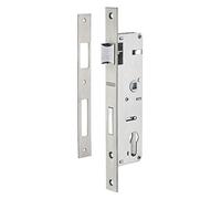 THIRARD - Boîtier de Serrure Encastrable à Cylindre pour Menuiserie Métallique - Axe 32 mm - Bouts Carrés - Zingué - Coffre Acier - Têtière Inox - Demi-Tour Réversible - Pêne Alliage Nickelé - Gris