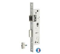 Thirard Serrure encastrable à cylindre porte d'entrée Axe 30 mm Coffre acier 15 mm Têtière inox Gris