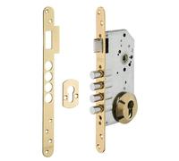 THIRARD - Boitier de serrure encastrable à cylindre pour porte d'entrée, axe 60mm, 4 pênes, bouts ronds, laiton - THIRARD