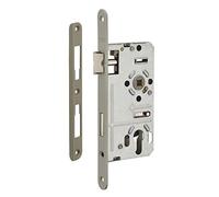 THIRARD - Boîtier de Serrure Encastrable à Cylindre pour Porte d'Entrée - Droite - Axe 55 mm - Bouts Ronds - Mécanisme à 2 Tours - Gâche Équerre Acier - Coffre Acier Cambré - Gris