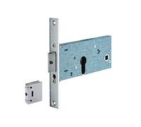 THIRARD Boîtier de Serrure Encastrable à Cylindre pour Porte d'Entrée, Gris | Pêne D. Seul, Bouts Carrés, Têtière Acier Nickelé Chromé 22 mm, Interchangeable avec Pène à Rouleau.