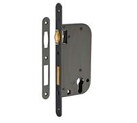 THIRARD - Boîtier de Serrure Encastrable à Rouleau pour Porte d'Entrée - Rouleau Laiton - Coffre, Têtière et Gâche Plate Acier - Installation Facile - Gris