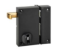 THIRARD - Boîtier de Serrure Verticale en Applique Double Entrée à Tirage - Pour Porte d'Entrée Droite - Axe 45 mm - 75 x 130 mm - Coffre et Gâche Acier Cambré - Pêne Acier Zingué - Noir