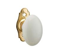 THIRARD - Bouton en porcelaine pour fenêtre, avec vis de pose, laiton poli et blanc