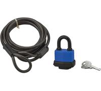 THIRARD Câble Antivol Spirale en Acier Gainé PVC, Longueur 1.80 m, Noir | Avec Cadenas Étanche, Pour Vélo et Abris de Jardin, 2 Clés Incluses, Ø 6 mm.