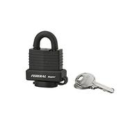 THIRARD - Cadenas à Clé Fédéral Lock Sea Line - Laiton - Usage Extérieur - Anse Inox Gainée PVC - Double Verrouillage Billes Inox - 35 mm - Livré avec 2 Clés - Jaune