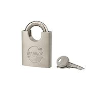 THIRARD Cadenas Marinox à Anse Épaulée, 60 MM Corps et Anse Inox Usage Extérieur Marin - Double Verrouillage à Goupilles - 2 Clés Acier- Anse Ø10 MM, Htr 37 MM, Largeur Utile 28 MM