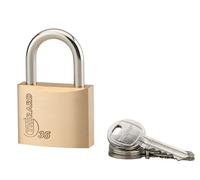 THIRARD - Cadenas à Clé Type 1-35mm - Laiton Monobloc - Anse Acier Cémenté Nickelé - Mécanisme à Goupilles - Double Ancrage - 3 Clés en Laiton Nickelé - Jaune