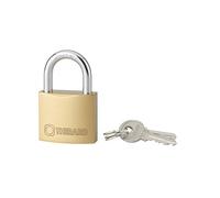 THIRARD - Cadenas à Clé Type 1+ - 40mm - Laiton Monobloc - Anse en Acier Cémenté Nickelé - Mécanisme à Goupilles - Double Ancrage - 2 Clés en Acier Nickelé - Jaune