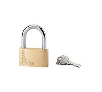 THIRARD - Cadenas à Clé Type 1-70mm - Laiton Monobloc - Anse en Acier Cémenté Nickelé - Mécanisme à Goupilles - Double Ancrage - 2 Clés en Acier Nickelé - Jaune