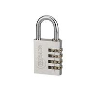 Cadenas à code Type 1 40mm, intérieur, alu gris, 4 chiffres, combinaison modifiable, corps aluminium, anse acier nickelé, mécanisme à viroles, Garantie de 10 ans - THIRARD