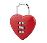 THIRARD - Cadenas à Combinaison Coeur 3 Chiffres Modifiable - Intérieur - Anse Acier Nickelé - Pour Valises et Casiers - Design Ludique - Modèle Fantasy - Rouge