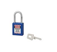 THIRARD - Cadenas de Consignation 40mm - Anse Acier Trempé 38mm - Boîtier ABS Isolant - Mécanisme à Goupilles - Clé Prisonnière Incluse - Compatible Série A - Bleu