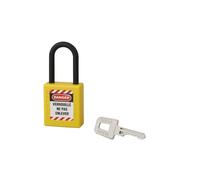 THIRARD Cadenas de Consignation 40 mm, Anse 38 mm, Jaune | Cadenas LOTO à clé unique pour condamner un point d'énergie et identifier l'intervenant durant la maintenance industrielle.