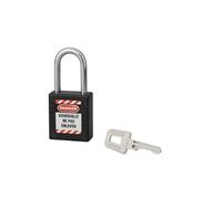 THIRARD - Cadenas de Consignation 40mm - Anse Acier Trempé 38mm - Boîtier ABS Isolant Noir - Mécanisme à Goupilles - Clé Prisonnière Incluse - Système de Double Ancrage - Étiquettes Fournies