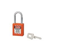 THIRARD - Cadenas de Consignation 40mm - Anse 38mm Acier Trempé - Boîtier ABS Isolant - Clé Prisonnière - Compatible Série A5 - Étiquettes Fournies - Orange