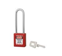 THIRARD - Cadenas de Consignation 40mm - Anse 76mm Acier Trempé - Boîtier ABS Isolant - Clé Prisonnière - Compatible Entre Cadenas - Étiquettes Fournies - Rouge