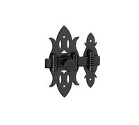 THIRARD - Cerrojo De Mueble Rústico - Hierro Negro - Platina Acero - Gâche Acero - Pêne Plano Deslizante - Para Puertas De Muebles - Botón Redondo - 40 x 90 mm - Negro