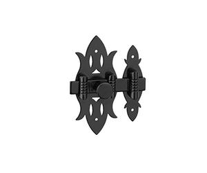 THIRARD - Cerrojo De Mueble Rústico - Hierro Negro - Platina Acero - Gâche Acero - Pêne Plano Deslizante - Para Puertas De Muebles - Botón Redondo - 40 x 90 mm - Negro