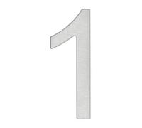 THIRARD - Chiffre 1 Adhésif - Acier Inoxydable - Résistance Aux Intempéries - Adhésif 3M Puissant - Hauteur 76 mm - Gris - Design Élégant - Applications Décoratives