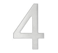 THIRARD - Chiffre 4 Adhésif - Acier Inoxydable - Résistance Aux Intempéries - Adhésif 3M Puissant - Hauteur 76 mm - Gris - Design Élégant - Applications Décoratives