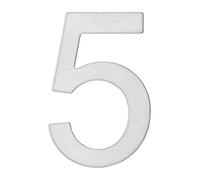 THIRARD - Chiffre 5 Adhésif - Acier Inoxydable - Résistance Aux Intempéries - Adhésif 3M Puissant - Hauteur 76 mm - Gris - Design Élégant - Applications Décoratives