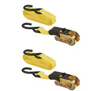 THIRARD - Cinghie di Serraggio a Cricchetto - Set di 2 - Poliestere - Con Ganci S - Per Trasporto e Traslochi - Fissaggio Sicuro - 25 mm x 5 m - Giallo