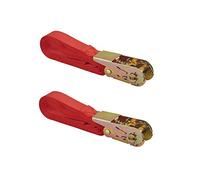 THIRARD - Cinghie di Serraggio a Cricchetto - Set di 2 - Poliestere Resistente - Per Trasporto e Trasloco - Fissaggio Sicuro e Pratico - 25 mm x 5 m - Rosso