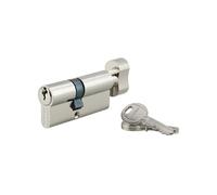 THIRARD - Cylindre de Serrure à Bouton HG5 - Laiton - Sécurité Renforcée Anti-Arrachement - Mécanisme à 5 Goupilles - 30B x 30 mm - Gris - Livré avec 3 Clés En Acier Nickelé