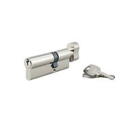 THIRARD - Cylindre de Serrure à Bouton STD - Laiton Nickelé - S'entrouvrant - Mécanisme à 5 Goupilles - 30B x 50 mm - Gris - Protection Anti-Arrachement - Livré avec 3 Clés Crantées